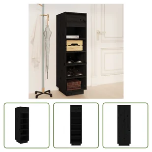The Living Store Stojak na buty czarny 30x34x105 cm lite drewno sosnowe - Szafki na buty The Living Store Stojak na buty czarny 30x34x105 cm lite drewno sosnowe - Szafki na buty - miniaturka - grafika 1
