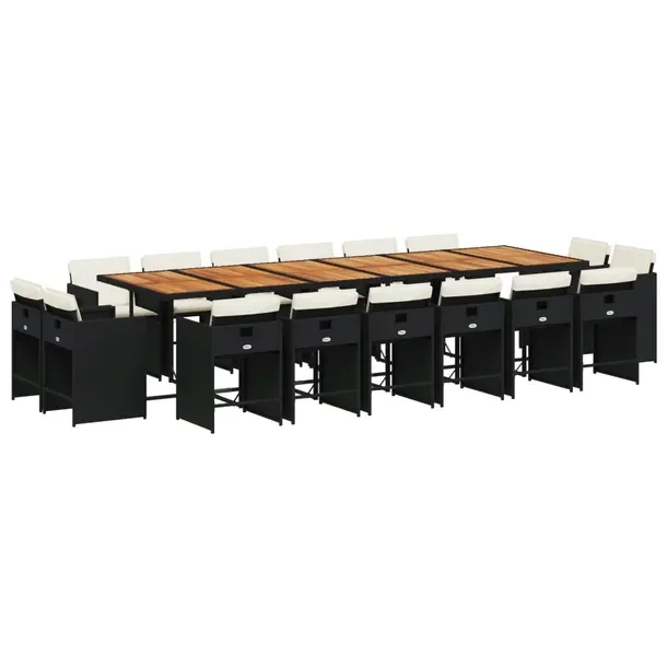 Zestaw mebli ogrodowych rattan PE 330x106x73 cm, czarno-brązowy