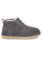 Botki damskie - UGG Skórzane botki "Neumel Shaggy" w kolorze szarym - miniaturka - grafika 1
