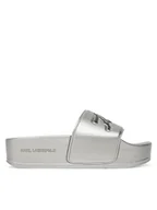 Klapki i japonki damskie - KARL LAGERFELD Klapki Kondo Maxi KL80872 Srebrny - miniaturka - grafika 1