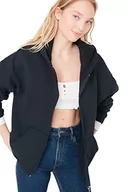Bluzy damskie - Trendyol Bluza damska z kapturem, jednokolorowa, oversize, granatowy, XS - miniaturka - grafika 1