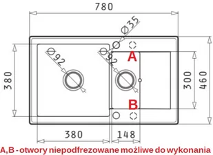 Pyramis KORFU 78x46 1 1/2B 1D wanilia 070062001 - Zlewozmywaki - miniaturka - grafika 2