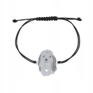 Bransoletki - Bransoletka Srebrna z psem Lwi Piesek 925 Sznurek Prezent Biżuteria GRAWER - miniaturka - grafika 1