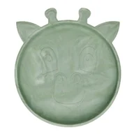 Śliniaki i fartuszki - Nuuroo silikonowy talerzyk obiadowy duży GIRAF Light Green - miniaturka - grafika 1