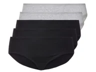 Majtki damskie - esmara® Figi damskie z bawełną, 5 par (XL (48-50), Czarny/ szary) - miniaturka - grafika 1