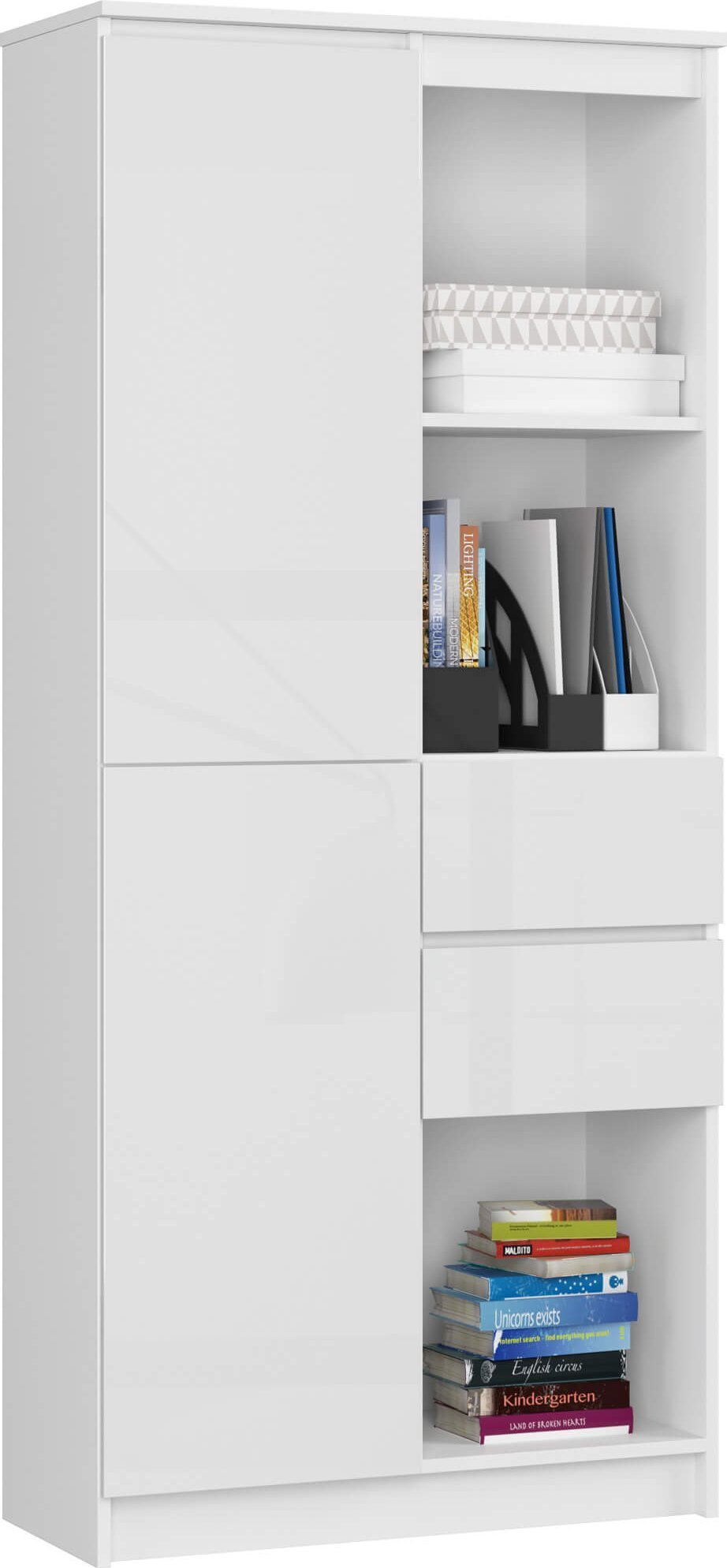 Fabryka Mebli Akord REGAŁ BIUROWY R 80 cm CLP R15 BIAŁY / BIAŁY POŁYSK