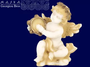 Aniołek grający na tamburynie alabaster grecki - Figurki dekoracyjne - miniaturka - grafika 1