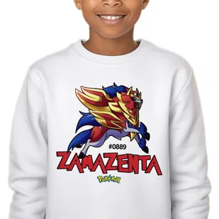 Bluza Dziecięca Biała Bez Kaptura Prezent Dla Dziecka Zamazenta 152 Wzory - Bluzy dla dziewczynek - miniaturka - grafika 1
