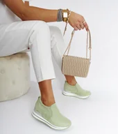 Sneakersy damskie - Zielone sneakersy na koturnie Alquippa-41 - miniaturka - grafika 1