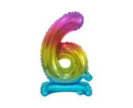 Balony i akcesoria - Godan Balon foliowy stojący cyfra 6 tęczowa - 38 cm BC-ATT6 - miniaturka - grafika 1