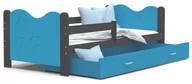 Łóżka - Łóżko parterowe 160x80 szare niebieskie MIKOŁAJ - miniaturka - grafika 1