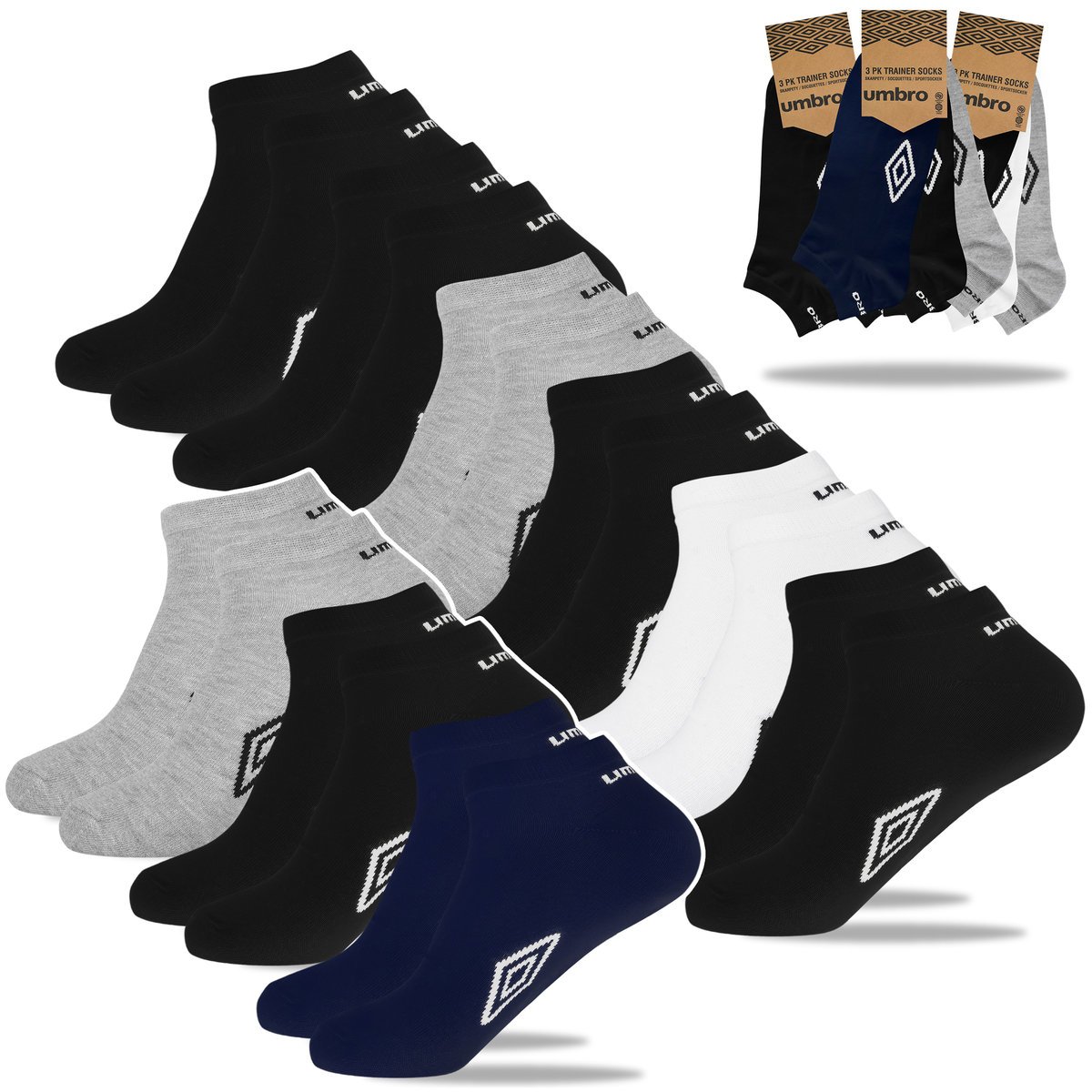 Umbro Skarpety Męskie Stopki Trainer Bawełniane SK230 9 par 39/42