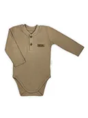 Body dla niemowląt - Niemowlęce body z guziczkami beżowe Nicol,r.68 - miniaturka - grafika 1