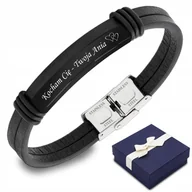Bransolety męskie - Skórzana Męska Bransoletka z Grawerem Bl - miniaturka - grafika 1