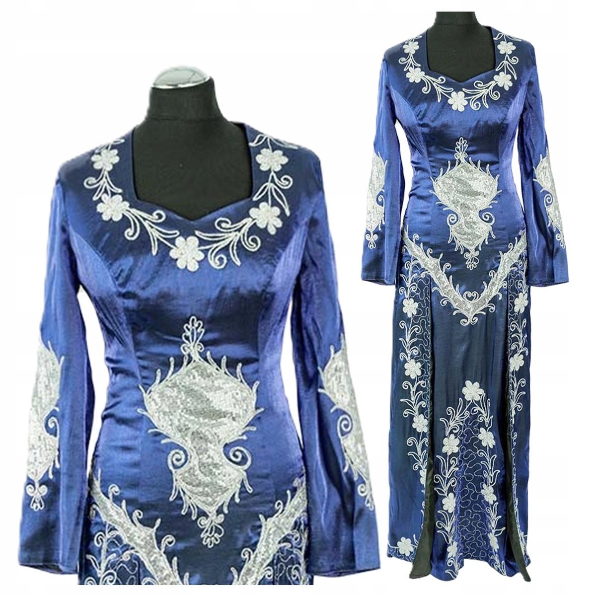 Sukienka Długa Elegancka Orientalna Sułtanki Kosem Ozdobny Haft Ślub Wesele