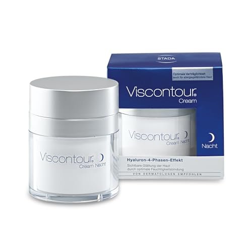 VISCONTOUR Krem na noc – krem na noc z kwasem hialuronowym – intensywna pielęgnacja suchej i wrażliwej skóry – pielęgnacja skóry przeciw starzeniu się, 1 x 50 ml