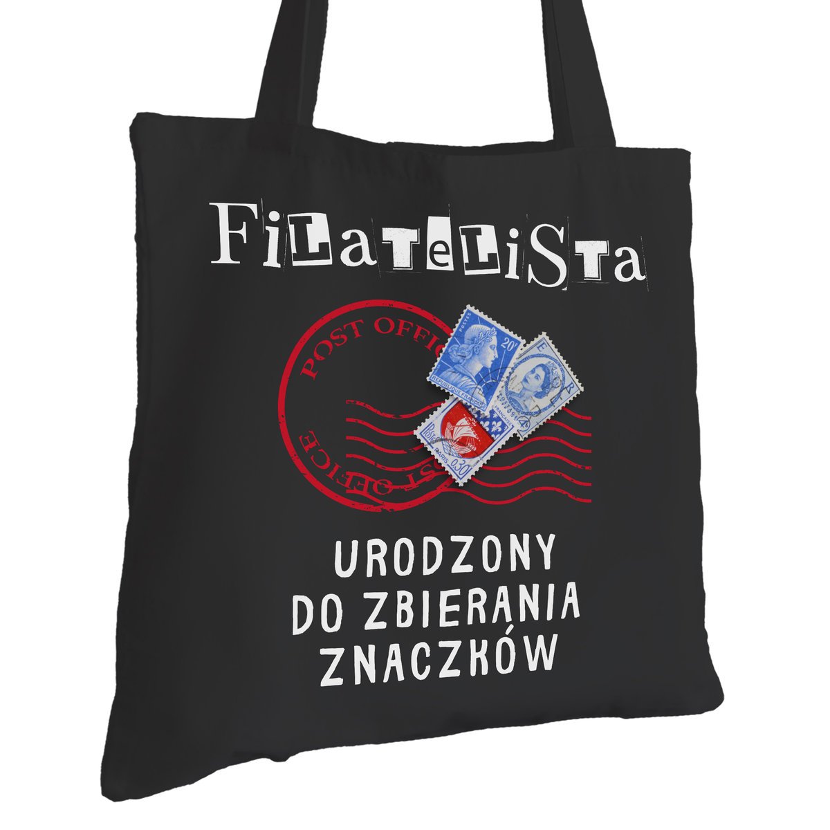 Torba Bawełniana dla Filatelisty Czarna Prezent ekologiczna Trwały Nadruk