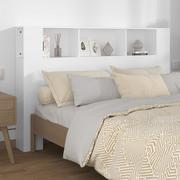 Inne meble do sypialni - Lumarko Wezgłowie łóżka z półkami, białe, 160x18,5x104,5 cm - miniaturka - grafika 1