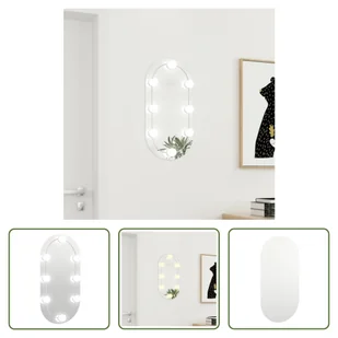 The Living Store Lustro z oświetleniem LED 60x30 cm szklane owalne - Lustra - miniaturka - grafika 1