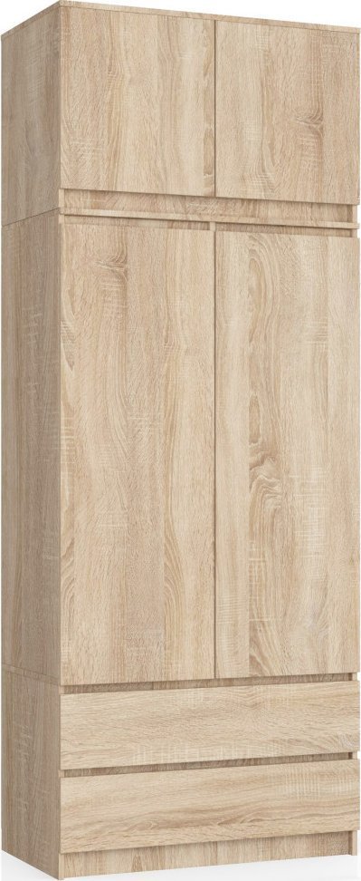 Fabryka Mebli Akord SZAFA Z NADSTAWKĄ S 90 cm 2 DRZWI 2 SZUFLADY DĄB SONOMA