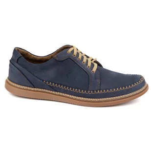 Olivier Buty Męskie Skórzane Casual Model 313GT granatowe - Sztyblety męskie - miniaturka - grafika 1