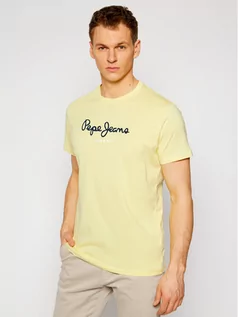 Koszulki męskie - Pepe Jeans T-Shirt Eggo PM500465 Żółty Regular Fit - grafika 1