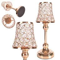 Świeczniki - ŚWIECZNIK LAMPION AŻUROWY Z KRYSZTAŁKAMI LAMPA GLAMOUR NA ŚWIECĘ ZŁOTY - miniaturka - grafika 1