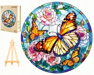 Puzzle - PUZZLE DREWNIANE MOTYLE 280 ELEMENTÓW MOTYLE WITRAŻ W DREWNIANYM PUDEŁKU - miniaturka - grafika 1