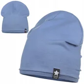 Czapki damskie - BŁĘKITNA CZAPKA DLA DZIECKA DZIEWCZYNKI CHŁOPCA BAWEŁNA 92% 50-54cm MAJKA - miniaturka - grafika 1