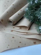Folia, papier śniadaniowy, serwetki - Papier kraftowy Gwiazdy 60cm x 10m Świąteczny dekoracyjny, kawowy - miniaturka - grafika 1