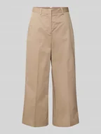 Spodnie damskie - Spodnie szerokie z mieszanki bawełny i lyocellu - miniaturka - grafika 1