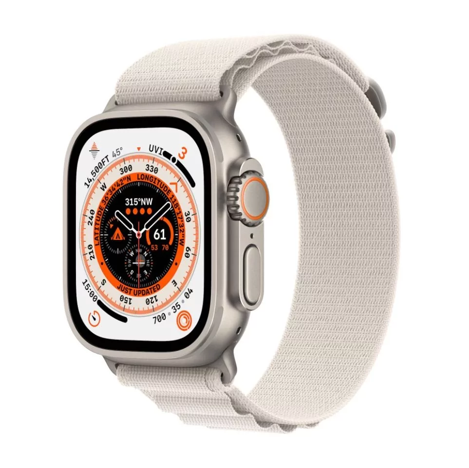 Apple Watch Ultra Cellular 49mm Tytanowy z opaską Alpine S w kolorze księżycowej poświaty