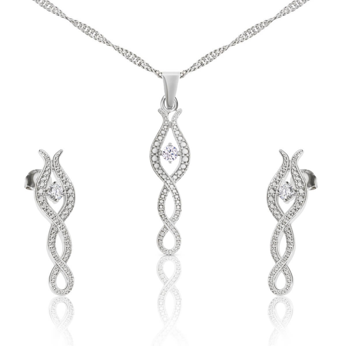 Komplet biżuterii srebrnej z cyrkoniami