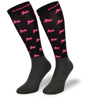 Skarpetki damskie - Podkolanówki jeździeckie SPJM, czarne w konie, 31/34 - miniaturka - grafika 1