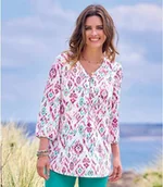 Bluzki damskie - Fantazyjna tunika z krepy Kobieta Atlas For Men - Kolor : Motywy - Rozmiar : 36/38 - miniaturka - grafika 1