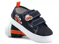 Buty dla dziewczynek - Trampki, tenisówki na rzepy - AMERICAN CLUB TEN 121/24, granatowe - miniaturka - grafika 1