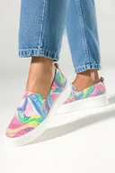 Półbuty damskie - Wielokolorowe półbuty skórzane damskie slip on na platformie PRODUKT POLSKI Casu 2814-730-40 - miniaturka - grafika 1