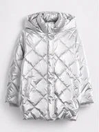 Płaszcze damskie - GAP Płaszcz pikowany w kolorze srebrnym - miniaturka - grafika 1