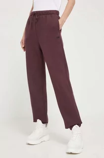 Spodnie damskie - Vans spodnie dresowe kolor bordowy gładkie - grafika 1