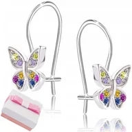 Biżuteria dla dzieci - Kolczyki srebrne kolorowe motylki dla dziewczynki - piękne ożywienie - miniaturka - grafika 1