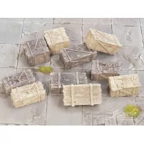 Stare drewniane skrzynie - Jasne i ciemne (10 sztuk) - Akcesoria i części modelarskie - miniaturka - grafika 1