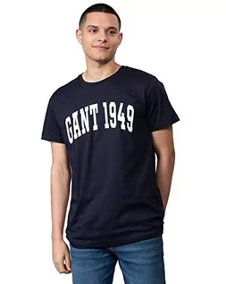 Koszulki męskie - GANT Męski t-shirt MD. Fall SS, niebieski (Evening Blue), M - grafika 1