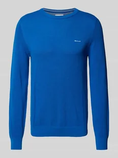 Sweter z dzianiny z wyhaftowanym logo model ‘PIQUE’ - Swetry męskie - miniaturka - grafika 1