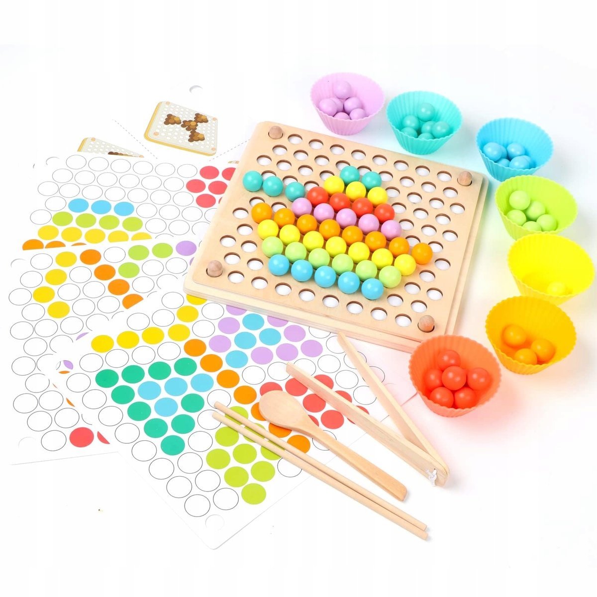 BANGTING Drewniane Montessori Zabawki Perły Puzzle Nauka Kolorów dla Dzieci