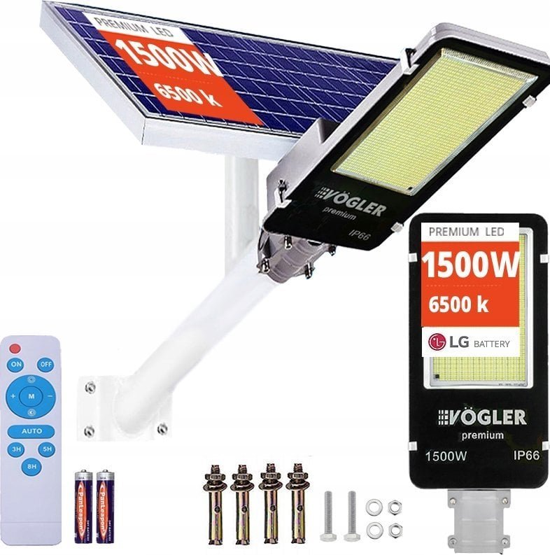 MOCNA DUŻA LAMPA SOLARNA ULICZNA OGRODOWA PILOT SUPER PREMIUM AKUMULATOR LG