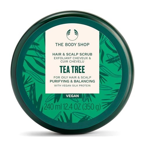 The Body Shop Herbata Tree oczyszczający i równoważący peeling do włosów i skóry głowy wegańskie białko jedwabiu 240 ml
