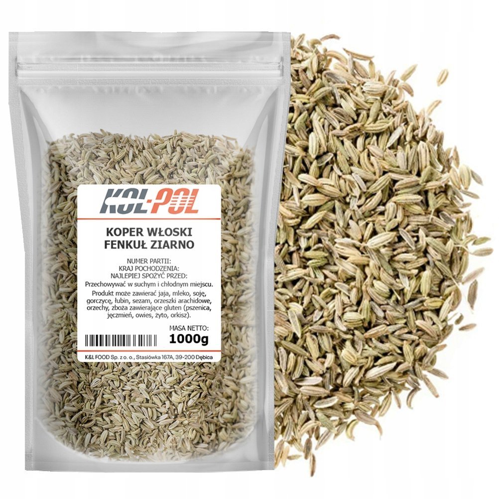 KOPER WŁOSKI ZIARNO 1kg Fenkuł całe nasiona aromatyczna przyprawa Kol-Pol