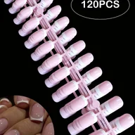 Akcesoria do paznokci - TEMU Nawet w chwili najbliższej przekształcenia wyglądu 120 szt. Białe krótkie kwadratowe pełne pokrycie zestaw fałszywych paznokci z możliwością - miniaturka - grafika 1
