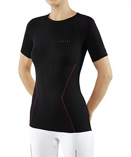 Koszulki i topy damskie - Falke Damska koszulka z krótkim rękawem, bielizna funkcyjna do jazdy na nartach, oddychająca koszulka funkcyjna, Close Fit Underwear, 1 opakowanie, czarna (Black-fuego), średnia 39113 - grafika 1