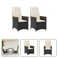 Fotele i krzesła ogrodowe - The Living Store Rozkładane fotele ogrodowe - 2 szt - poduszki - czarny rattan PE - Krzesło Ogrodowe - miniaturka - grafika 1